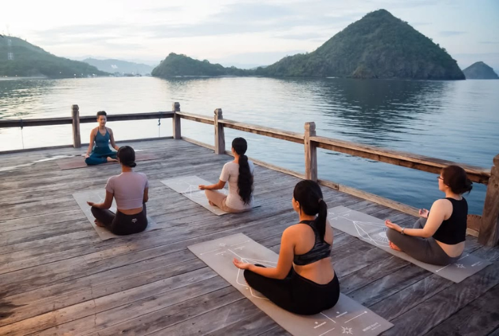 Yoga session with ocean view