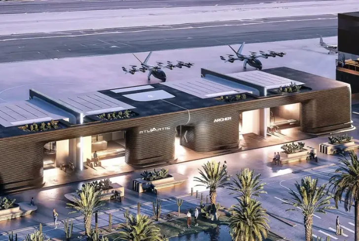 Rooftop vertiport with air taxi landing