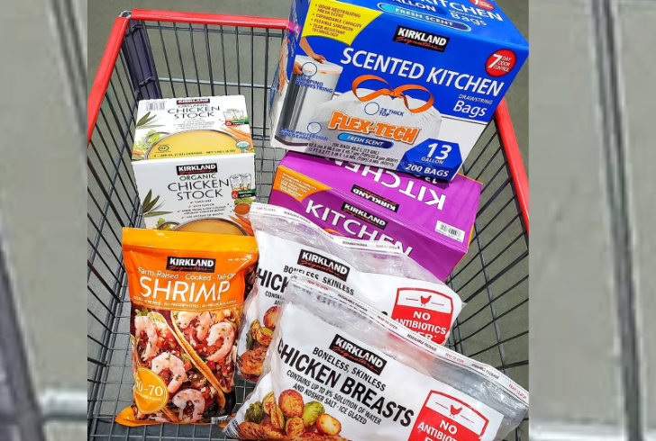 Kirkland Signature products on Costco shelf